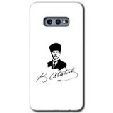 MRCİLETİSİM mrc20247 Kemal Atatürk İmza Kılıf Baskılı Kapak 5D Tam Kaplayan Cam Samsung Galaxy S10e ile uyumlu
