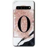 MRCİLETİSİM mrc202665 Pembe Mermer Desenli O Harfi Kılıf HD Desen Baskılı Arka Kapak Samsung Galaxy S10 Plus ile uyumlu