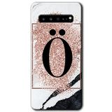 MRCİLETİSİM mrc202666 Pembe Mermer Desenli Ö Harfi Kılıf HD Desen Baskılı Arka Kapak Samsung Galaxy S10 Plus ile uyumlu