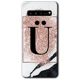 MRCİLETİSİM mrc202674 Pembe Mermer Desenli Ü Harfi Kılıf HD Desen Baskılı Arka Kapak Samsung Galaxy S10 Plus ile uyumlu
