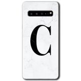 MRCİLETİSİM mrc202680 Beyaz Mermer Desenli C Harfi Kılıf HD Desen Baskılı Arka Kapak Samsung Galaxy S10 Plus ile uyumlu