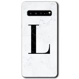 MRCİLETİSİM mrc202692 Beyaz Mermer Desenli L Harfi Kılıf HD Desen Baskılı Arka Kapak Samsung Galaxy S10 Plus ile uyumlu
