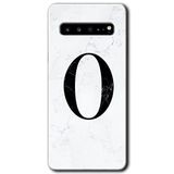 MRCİLETİSİM mrc202696 Beyaz Mermer Desenli O Harfi Kılıf HD Desen Baskılı Arka Kapak Samsung Galaxy S10 Plus ile uyumlu