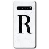 MRCİLETİSİM mrc202699 Beyaz Mermer Desenli R Harfi Kılıf HD Desen Baskılı Arka Kapak Samsung Galaxy S10 Plus ile uyumlu