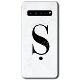 MRCİLETİSİM mrc202701 Beyaz Mermer Desenli Ş Harfi Kılıf HD Desen Baskılı Arka Kapak Samsung Galaxy S10 Plus ile uyumlu