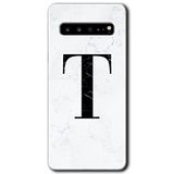 MRCİLETİSİM mrc202702 Beyaz Mermer Desenli T Harfi Kılıf HD Desen Baskılı Arka Kapak Samsung Galaxy S10 Plus ile uyumlu