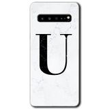 MRCİLETİSİM mrc202703 Beyaz Mermer Desenli U Harfi Kılıf HD Desen Baskılı Arka Kapak Samsung Galaxy S10 Plus ile uyumlu