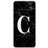 MRCİLETİSİM mrc202722 Siyah Mermer Desenli C Harfi Kılıf HD Desen Baskılı Arka Kapak Samsung Galaxy S10 Plus ile uyumlu