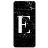 MRCİLETİSİM mrc202725 Siyah Mermer Desenli E Harfi Kılıf HD Desen Baskılı Arka Kapak Samsung Galaxy S10 Plus ile uyumlu