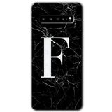 MRCİLETİSİM mrc202727 Siyah Mermer Desenli F Harfi Kılıf HD Desen Baskılı Arka Kapak Samsung Galaxy S10 Plus ile uyumlu