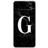 MRCİLETİSİM mrc202728 Siyah Mermer Desenli G Harfi Kılıf HD Desen Baskılı Arka Kapak Samsung Galaxy S10 Plus ile uyumlu