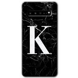 MRCİLETİSİM mrc202733 Siyah Mermer Desenli K Harfi Kılıf HD Desen Baskılı Arka Kapak Samsung Galaxy S10 Plus ile uyumlu