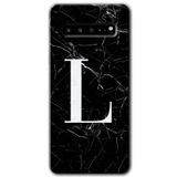 MRCİLETİSİM mrc202734 Siyah Mermer Desenli L Harfi Kılıf HD Desen Baskılı Arka Kapak Samsung Galaxy S10 Plus ile uyumlu