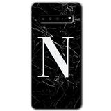 MRCİLETİSİM mrc202736 Siyah Mermer Desenli N Harfi Kılıf HD Desen Baskılı Arka Kapak Samsung Galaxy S10 Plus ile uyumlu
