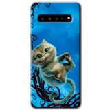 MRCİLETİSİM mrc202777 Çılgın Kedi Kılıf HD Desen Baskılı Arka Kapak Samsung Galaxy S10 Plus ile uyumlu