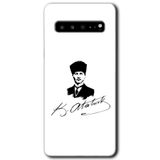 MRCİLETİSİM mrc202787 Kemal Atatürk İmza Kılıf HD Desen Baskılı Arka Kapak Samsung Galaxy S10 Plus ile uyumlu