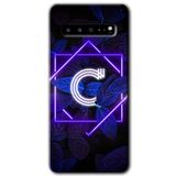 MRCİLETİSİM mrc202808 Dark Neon Yaprak C Harfi Kılıf HD Desen Baskılı Arka Kapak Samsung Galaxy S10 Plus ile uyumlu