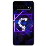 MRCİLETİSİM mrc202809 Dark Neon Yaprak Ç Harfi Kılıf HD Desen Baskılı Arka Kapak Samsung Galaxy S10 Plus ile uyumlu