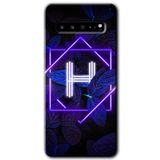 MRCİLETİSİM mrc202815 Dark Neon Yaprak H Harfi Kılıf HD Desen Baskılı Arka Kapak Samsung Galaxy S10 Plus ile uyumlu