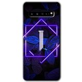 MRCİLETİSİM mrc202817 Dark Neon Yaprak I Harfi Kılıf HD Desen Baskılı Arka Kapak Samsung Galaxy S10 Plus ile uyumlu