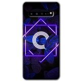 MRCİLETİSİM mrc202823 Dark Neon Yaprak O Harfi Kılıf HD Desen Baskılı Arka Kapak Samsung Galaxy S10 Plus ile uyumlu