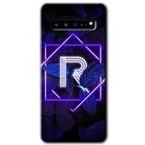 MRCİLETİSİM mrc202838 Dark Neon Yaprak R Harfi Kılıf HD Desen Baskılı Arka Kapak Samsung Galaxy S10 Plus ile uyumlu
