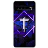 MRCİLETİSİM mrc202841 Dark Neon Yaprak T Harfi Kılıf HD Desen Baskılı Arka Kapak Samsung Galaxy S10 Plus ile uyumlu