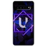 MRCİLETİSİM mrc202842 Dark Neon Yaprak U Harfi Kılıf HD Desen Baskılı Arka Kapak Samsung Galaxy S10 Plus ile uyumlu