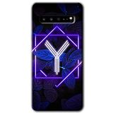 MRCİLETİSİM mrc202845 Dark Neon Yaprak Y Harfi Kılıf HD Desen Baskılı Arka Kapak Samsung Galaxy S10 Plus ile uyumlu