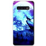 MRCİLETİSİM mrc202950 Mega Kurt Kılıf HD Desen Baskılı Arka Kapak + Temperli Cam Samsung Galaxy S10 ile uyumlu