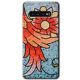 MRCİLETİSİM mrc203121 Mozaik Çiçek Kılıf HD Desen Baskılı Arka Kapak + Temperli Cam Samsung Galaxy S10 ile uyumlu
