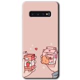 MRCİLETİSİM mrc203341 Meyveli Süt Kılıf HD Desen Baskılı Arka Kapak + Temperli Cam Samsung Galaxy S10 ile uyumlu