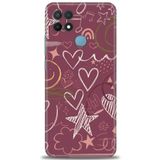 MRCİLETİSİM (mrc2034) Tam Ekran Koruyucu Kılıf HD Baskılı Kılıf Notalar ve Kalpler Bordo Oppo A15 ile uyumlu