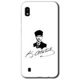 MRCİLETİSİM mrc2097 Kemal Atatürk İmza Kılıf Baskılı Kapak 5D Tam Kaplayan Cam Samsung Galaxy A10 ile uyumlu