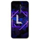 MRCİLETİSİM (mrc2295) Dark Neon Yaprak L Harfi Kılıf Baskılı Kapak Tam Kaplayan Mat Seramik Oppo Reno 2z ile uyumlu