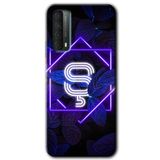 MRCİLETİSİM mrc24700 Dark Neon Yaprak Ş Harfi Kılıf Baskılı Kapak 5D Tam Kaplayan Cam Huawei P Smart 2021 ile uyumlu