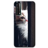 MRCİLETİSİM mrc24717 Kedi Bakışı Kılıf Baskılı Kapak 5D Tam Kaplayan Cam Huawei P Smart 2021 ile uyumlu