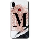 MRCİLETİSİM mrc2523 Pembe Mermer Desenli M Harfi Kılıf Baskılı Kapak 5D Tam Kaplayan Cam Samsung Galaxy A10s ile uyumlu