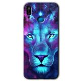 MRCİLETİSİM mrc25831 Neon Lion Kılıf Baskılı Kapak 5D Tam Kaplayan Cam Huawei P20 Lite ile uyumlu