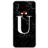 MRCİLETİSİM mrc2606 Siyah Mermer Desenli Ü Harfi Kılıf Baskılı Kapak 5D Tam Kaplayan Cam Samsung Galaxy A10s ile uyumlu