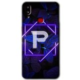 MRCİLETİSİM mrc2697 Dark Neon Yaprak P Harfi Kılıf Baskılı Kapak 5D Tam Kaplayan Cam Samsung Galaxy A10s ile uyumlu