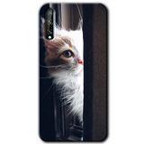 MRCİLETİSİM mrc28017 Kedi Bakışı Kılıf Baskılı Kapak 5D Tam Kaplayan Cam Huawei Y8P ile uyumlu