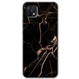 MRCİLETİSİM (mrc31251) Siyah Gold Mermer Kılıf HD Desen Baskılı Arka Kapak+Temperli Cam Oppo A15s ile uyumlu