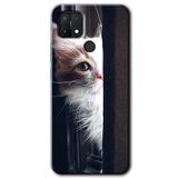 MRCİLETİSİM (mrc31482) Kedi Bakışı Kılıf HD Desen Baskılı Arka Kapak+Temperli Cam Oppo A15s ile uyumlu