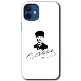 MRCİLETİSİM mrc31797 Kemal Atatürk İmza Kılıf Baskılı Kapak 5D Tam Kaplayan Cam iPhone 12 Mini ile uyumlu