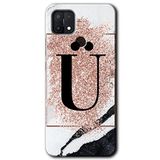 MRCİLETİSİM (mrc31849) Pembe Mermer Desenli Ü Harfi Kılıf HD Desen Baskılı Arka Kapak Oppo A15s ile uyumlu