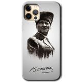 MRCİLETİSİM mrc32354 Mustafa Kemal Atatürk Kılıf Baskılı Kapak 5D Tam Kaplayan Cam iPhone 12 Pro ile uyumlu