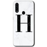 MRCİLETİSİM (mrc33512) Beyaz Mermer Desenli H Harfi Kılıf HD Desen Baskılı Arka Kapak+Temperli Cam Oppo A31 ile uyumlu