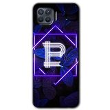 MRCİLETİSİM (mrc3381) Dark Neon Yaprak B Harfi Kılıf Baskılı Kapak Tam Kaplayan Mat Seramik Oppo Reno 4 Lite ile uyumlu