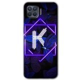 MRCİLETİSİM (mrc3394) Dark Neon Yaprak K Harfi Kılıf Baskılı Kapak Tam Kaplayan Mat Seramik Oppo Reno 4 Lite ile uyumlu